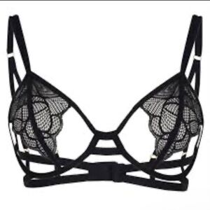 New! Bluebella Emerson open cup Black Lace unlined Strappy Bra 1846